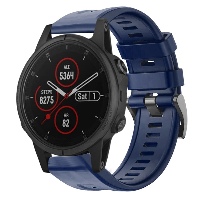 For Garmin Fenix 5S Plus Metal Buckle Solid Color Silicone Watch Band