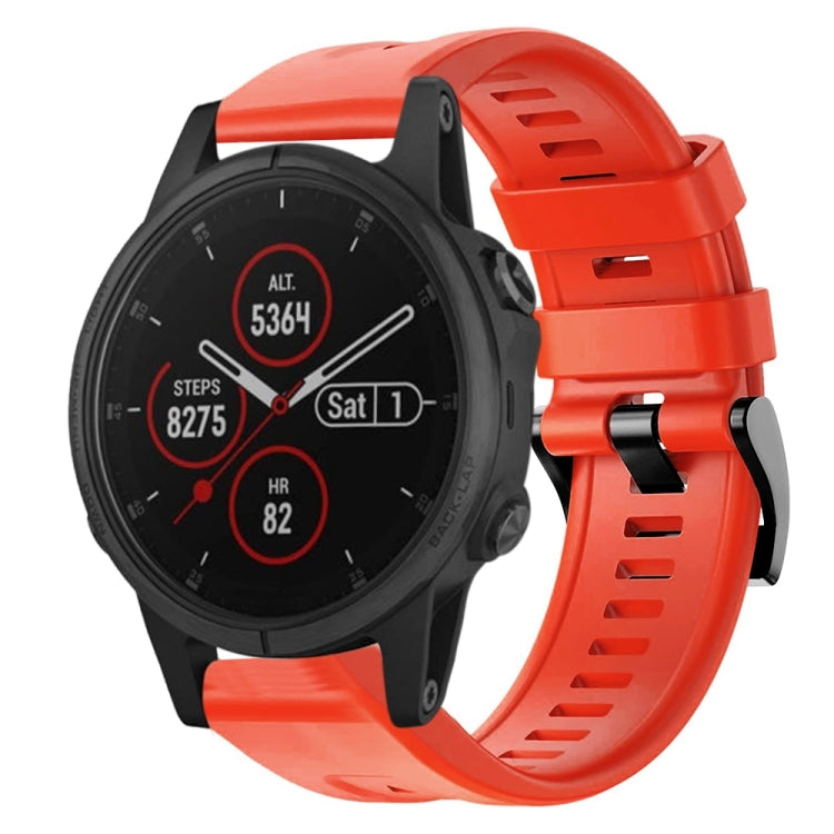For Garmin Fenix 5S Plus Metal Buckle Solid Color Silicone Watch Band