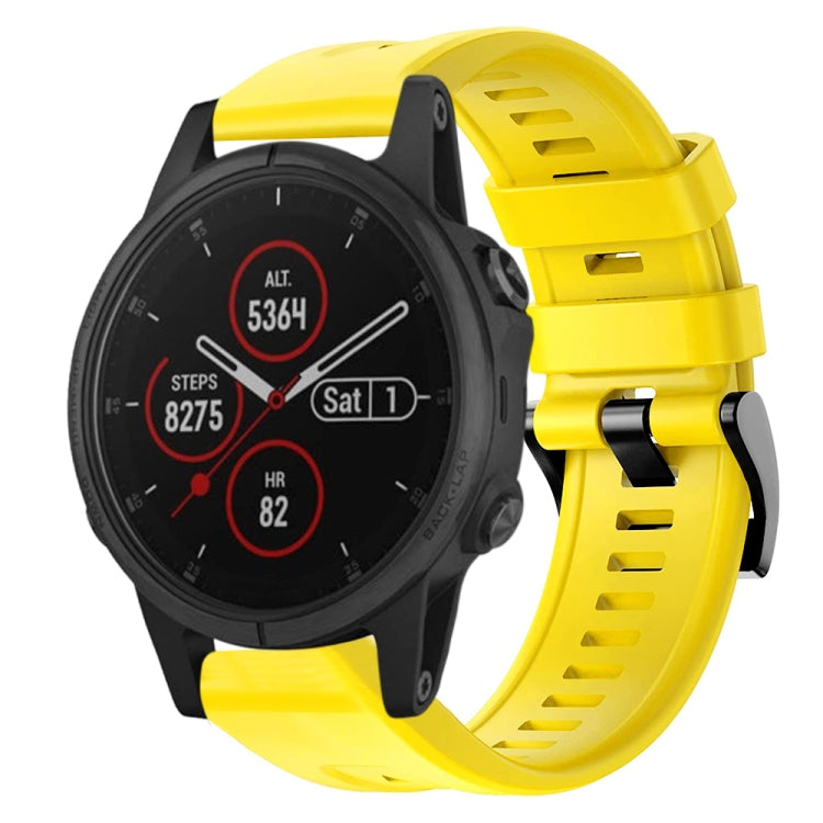 For Garmin Fenix 5S Plus Metal Buckle Solid Color Silicone Watch Band