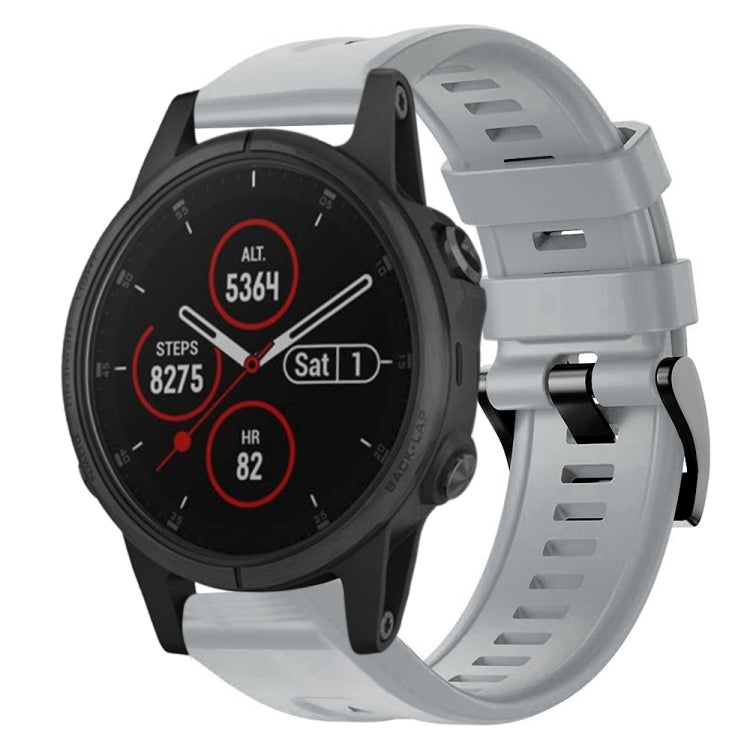 For Garmin Fenix 5S Plus Metal Buckle Solid Color Silicone Watch Band