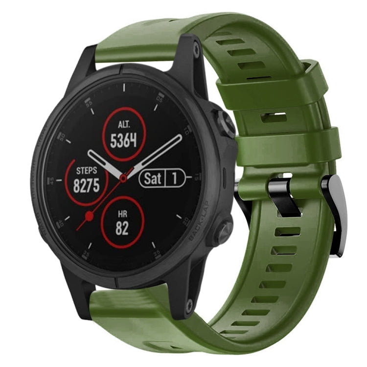For Garmin Fenix 5S Plus Metal Buckle Solid Color Silicone Watch Band