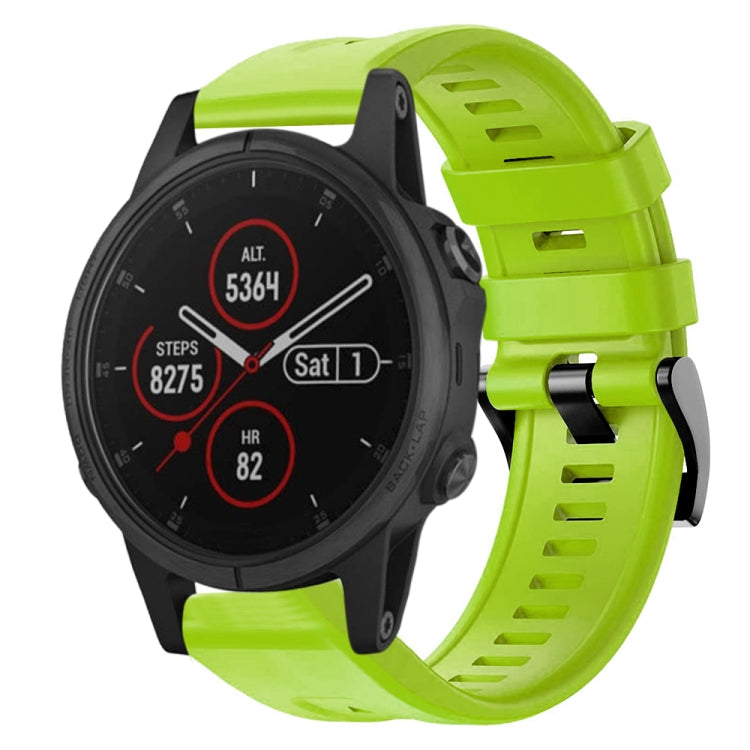 For Garmin Fenix 5S Plus Metal Buckle Solid Color Silicone Watch Band