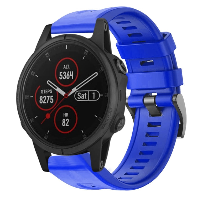 For Garmin Fenix 5S Plus Metal Buckle Solid Color Silicone Watch Band