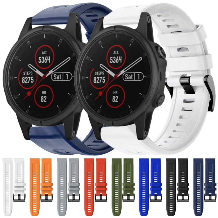 For Garmin Fenix 5S Plus Metal Buckle Solid Color Silicone Watch Band