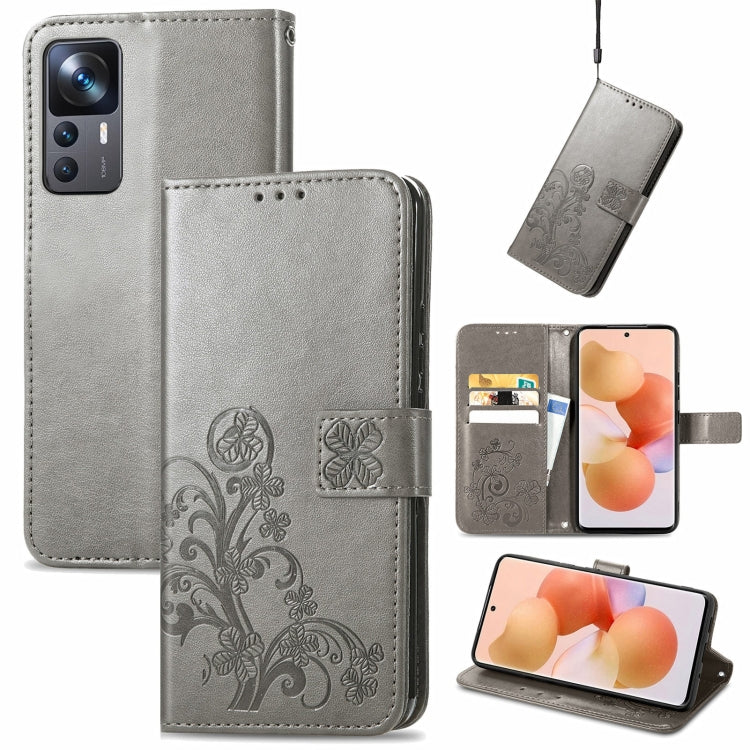 For Xiaomi 12T / 12T Pro / Redmi K50 Ultra Four-leaf Clasp Embossed Buckle Leather Phone Case