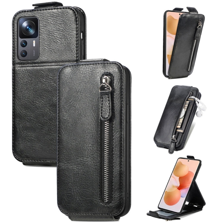 For Xiaomi 12T / 12T Pro / Redmi K50 Ultra Zipper Wallet Vertical Flip Leather Phone Case