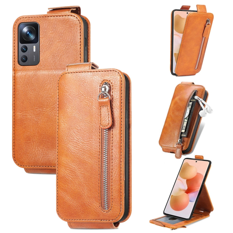 For Xiaomi 12T / 12T Pro / Redmi K50 Ultra Zipper Wallet Vertical Flip Leather Phone Case