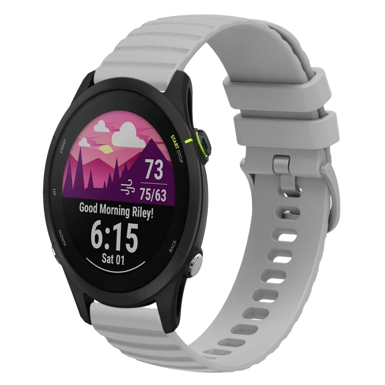 For Garmin Forerunner 255S 18mm Wavy Dotted Solid-Color Silicone Watch Band