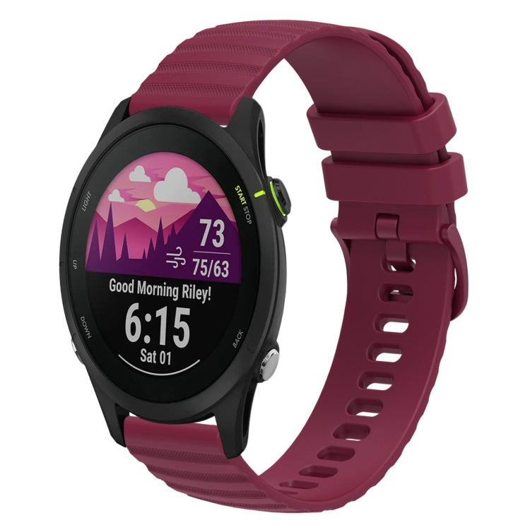 For Garmin Forerunner 255S 18mm Wavy Dotted Solid-Color Silicone Watch Band