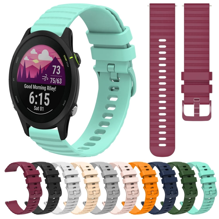 For Garmin Forerunner 255S 18mm Wavy Dotted Solid-Color Silicone Watch Band