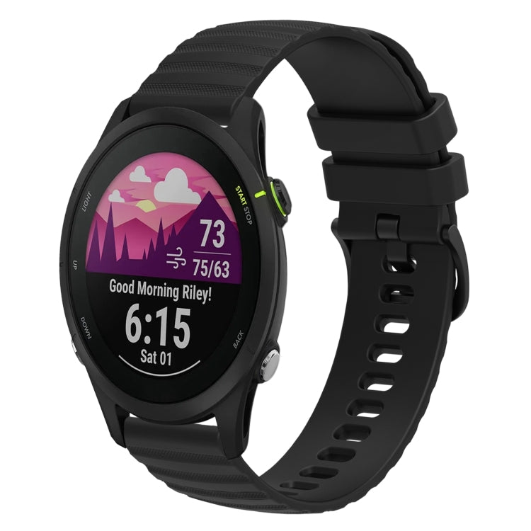 For Garmin Forerunner 255S Music 18mm Wavy Dotted Solid-Color Silicone Watch Band