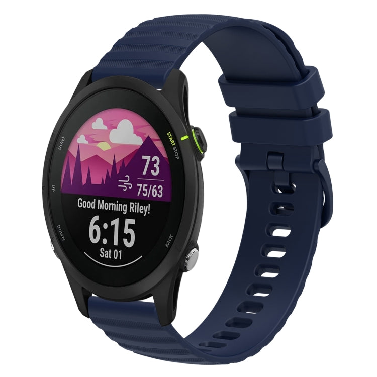 For Garmin Forerunner 255S Music 18mm Wavy Dotted Solid-Color Silicone Watch Band