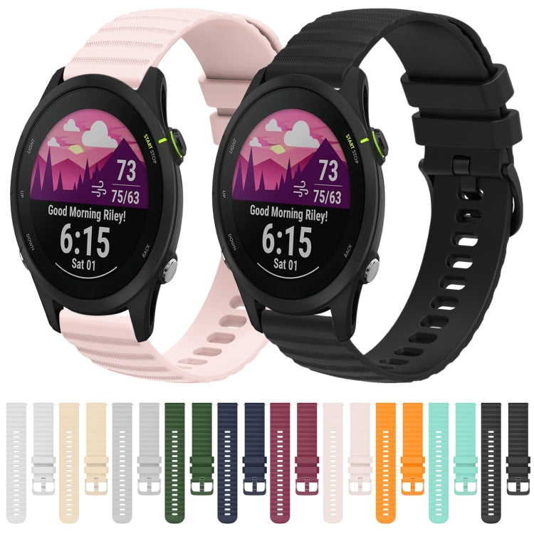 For Garmin Forerunner 255S Music 18mm Wavy Dotted Solid-Color Silicone Watch Band