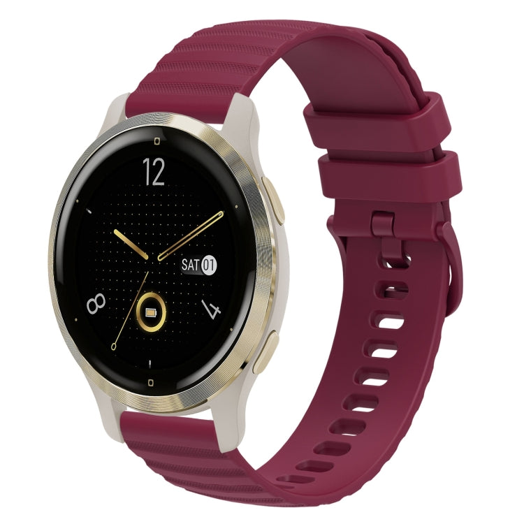 For Garmin Venu 2S 18mm Wavy Dotted Solid-Color Silicone Watch Band