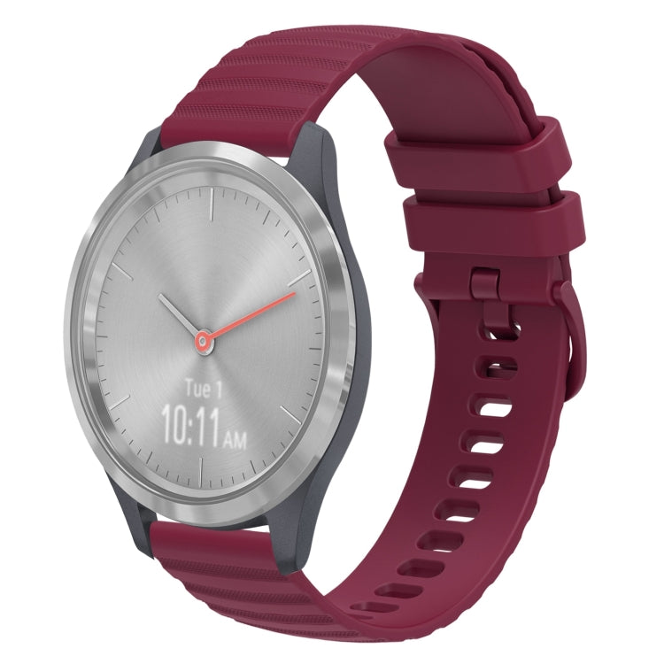 For Garmin Vivomove 3S 18mm Wavy Dotted Solid-Color Silicone Watch Band