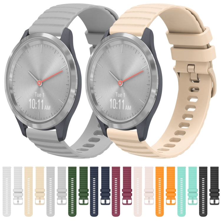 For Garmin Vivomove 3S 18mm Wavy Dotted Solid-Color Silicone Watch Band
