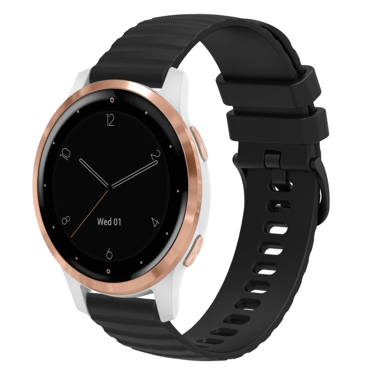 For Garmin Vivoactive 4S 18mm Wavy Dotted Solid-Color Silicone Watch Band