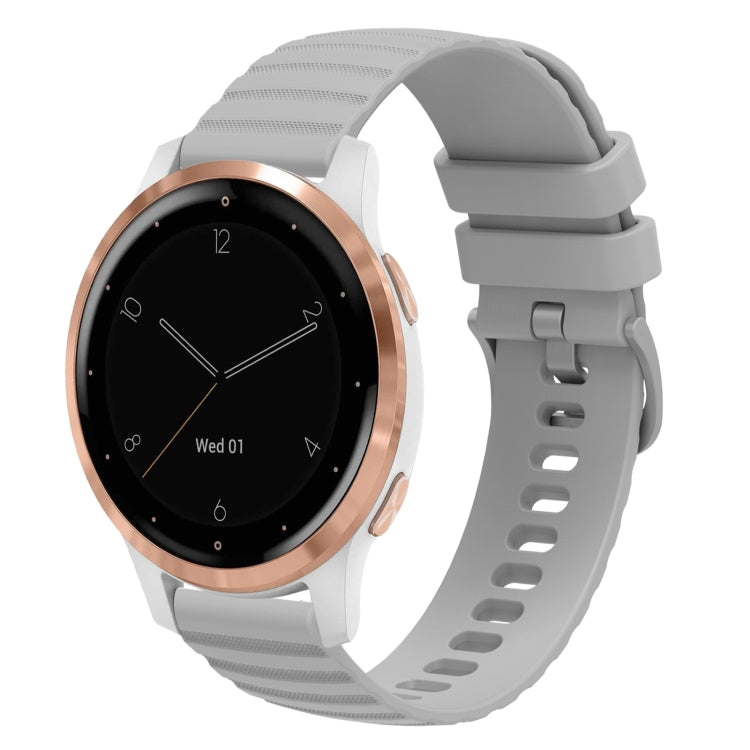For Garmin Vivoactive 4S 18mm Wavy Dotted Solid-Color Silicone Watch Band