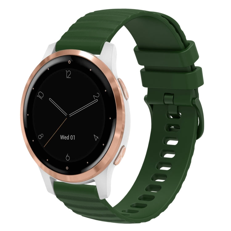 For Garmin Vivoactive 4S 18mm Wavy Dotted Solid-Color Silicone Watch Band