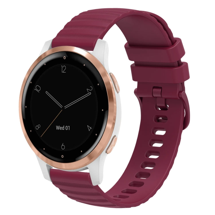 For Garmin Vivoactive 4S 18mm Wavy Dotted Solid-Color Silicone Watch Band