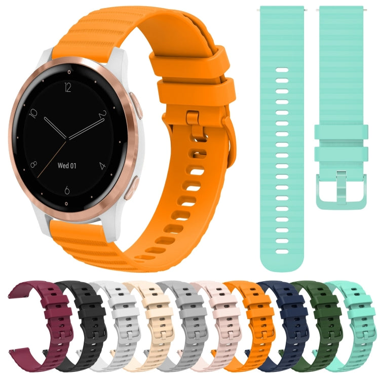 For Garmin Vivoactive 4S 18mm Wavy Dotted Solid-Color Silicone Watch Band