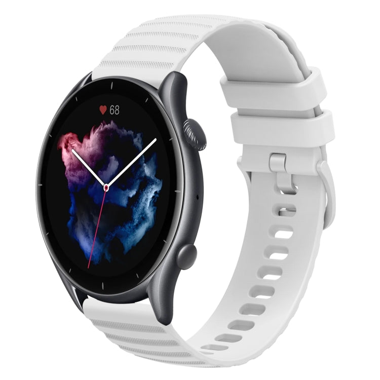 For Amazfit GTR 3 22mm Wavy Dotted Solid-Color Silicone Watch Band