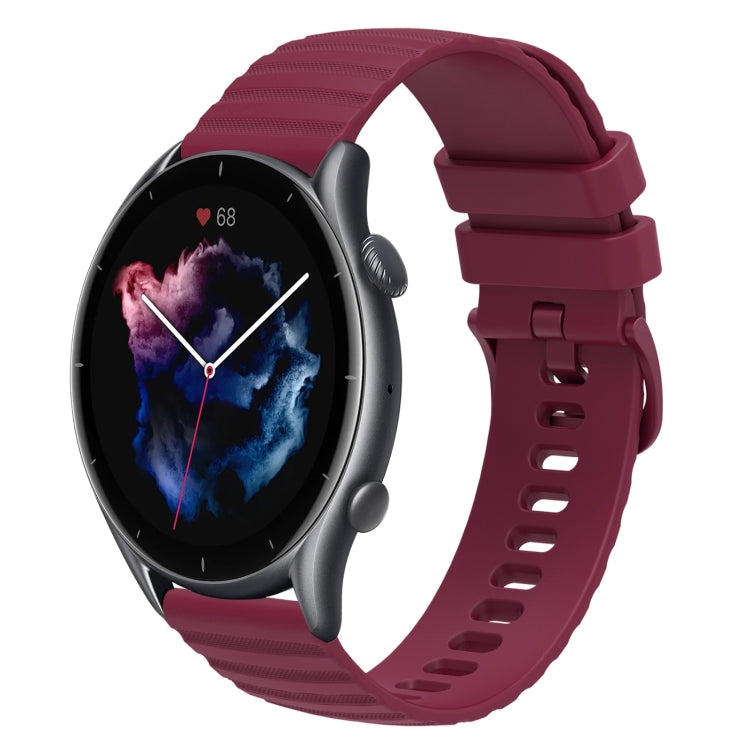 For Amazfit GTR 3 22mm Wavy Dotted Solid-Color Silicone Watch Band