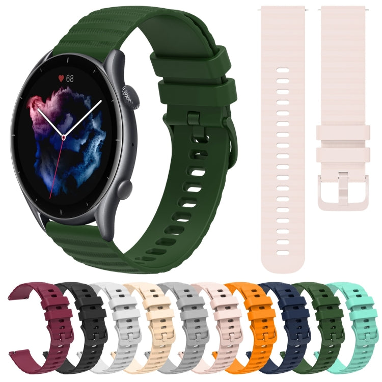 For Amazfit GTR 3 22mm Wavy Dotted Solid-Color Silicone Watch Band
