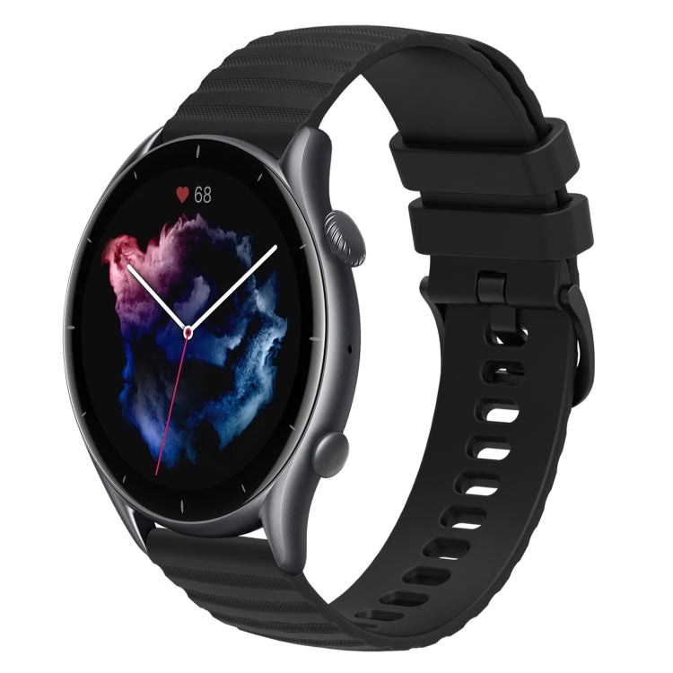 For Amazfit GTR 3 Pro 22mm Wavy Dotted Solid-Color Silicone Watch Band