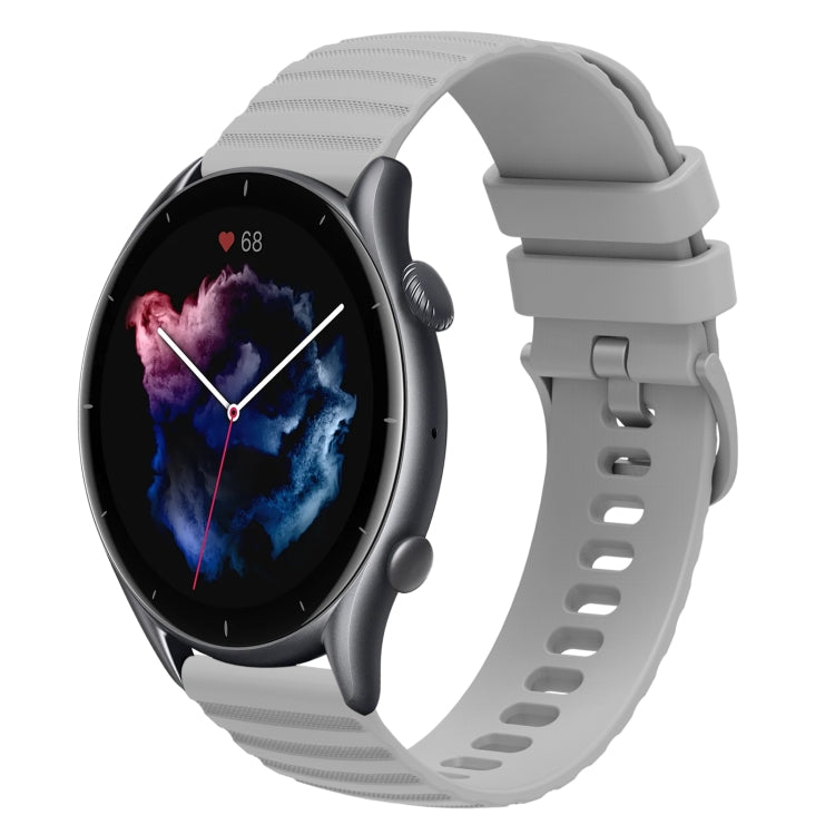 For Amazfit GTR 3 Pro 22mm Wavy Dotted Solid-Color Silicone Watch Band