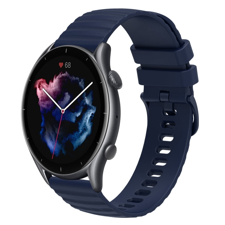 For Amazfit GTR 3 Pro 22mm Wavy Dotted Solid-Color Silicone Watch Band