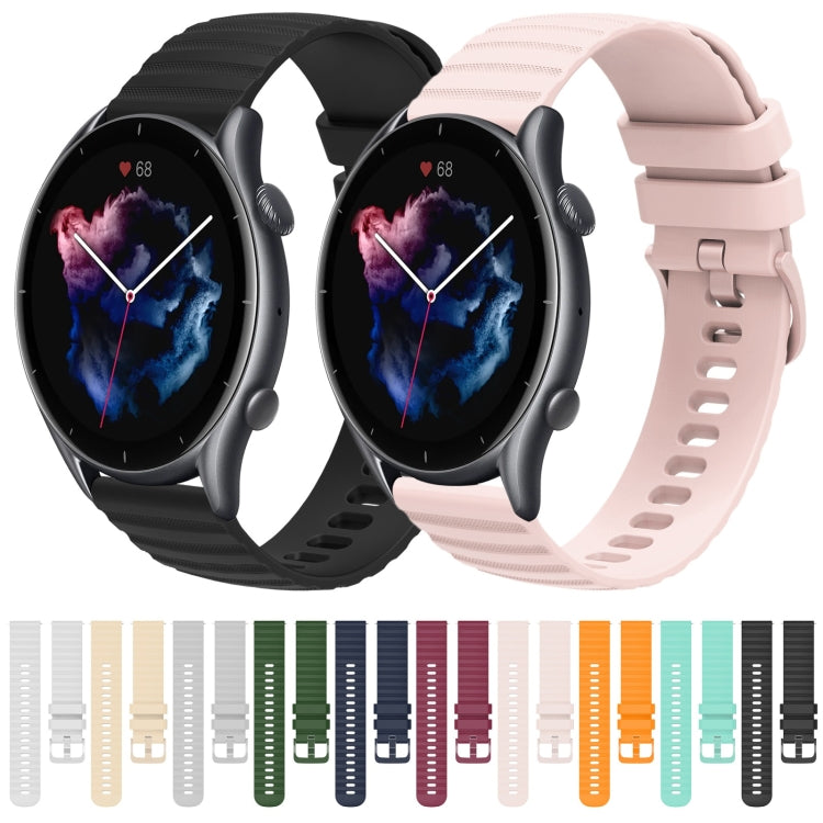 For Amazfit GTR 3 Pro 22mm Wavy Dotted Solid-Color Silicone Watch Band