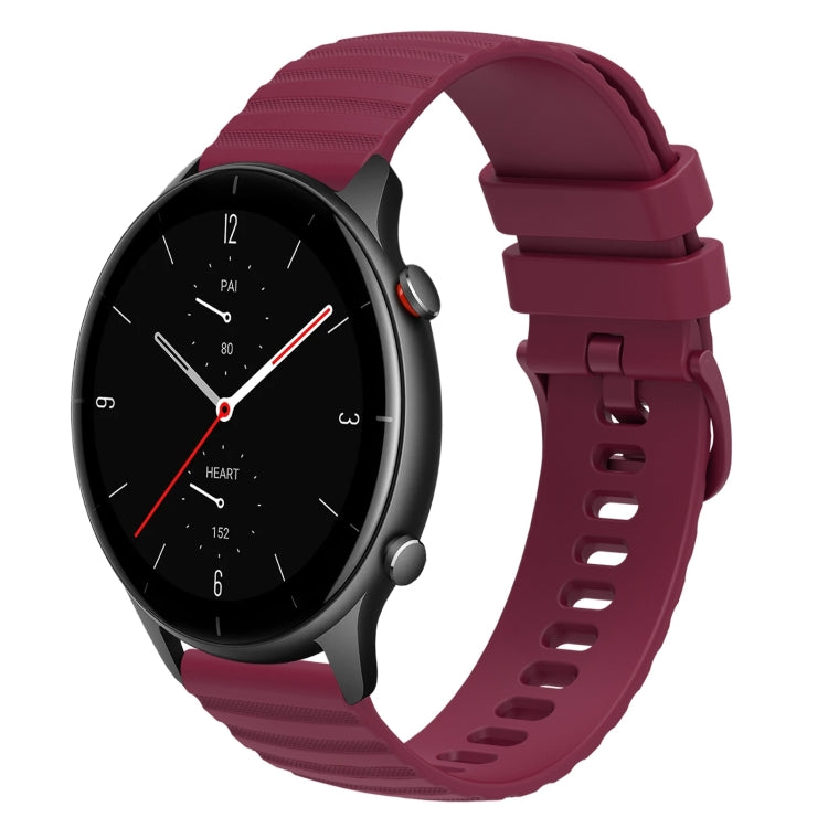 For Amazfit GTR 2e 22mm Wavy Dotted Solid-Color Silicone Watch Band