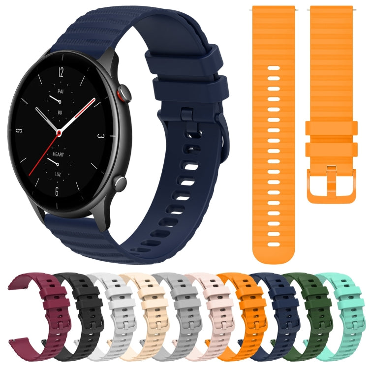 For Amazfit GTR 2e 22mm Wavy Dotted Solid-Color Silicone Watch Band