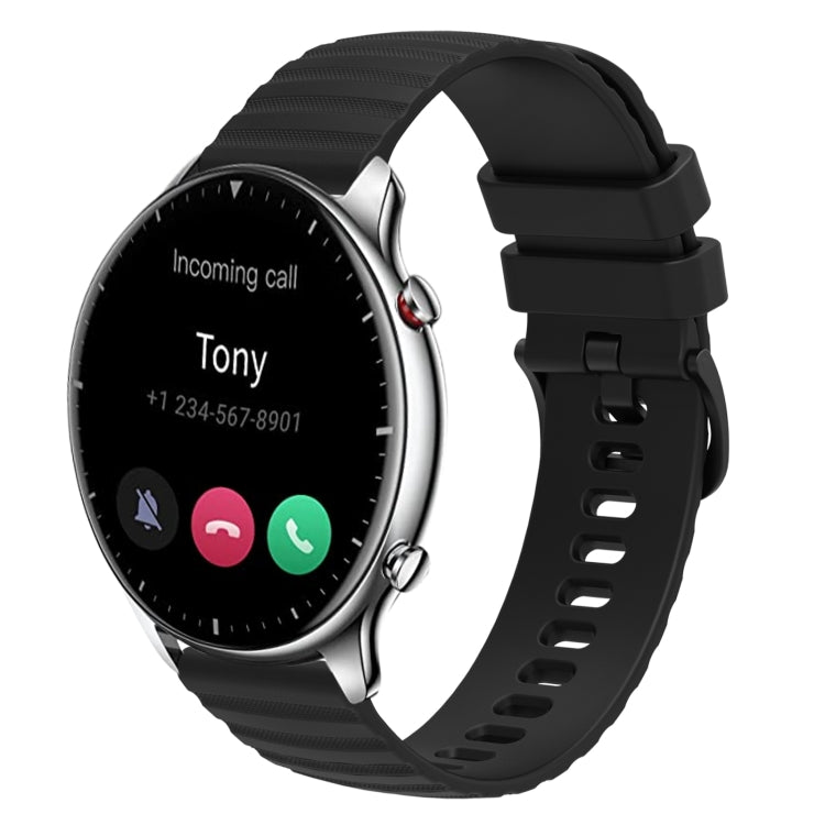 For Amazfit GTR 2 22mm Wavy Dotted Solid-Color Silicone Watch Band