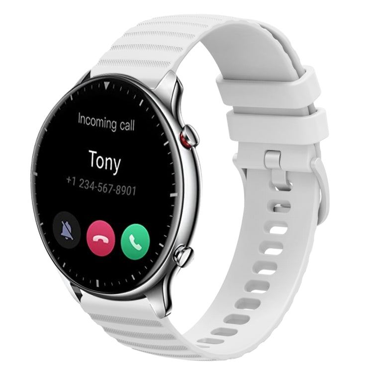 For Amazfit GTR 2 22mm Wavy Dotted Solid-Color Silicone Watch Band