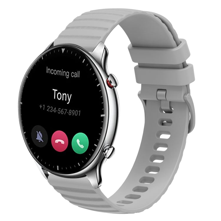 For Amazfit GTR 2 22mm Wavy Dotted Solid-Color Silicone Watch Band