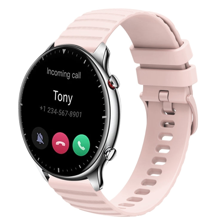 For Amazfit GTR 2 22mm Wavy Dotted Solid-Color Silicone Watch Band