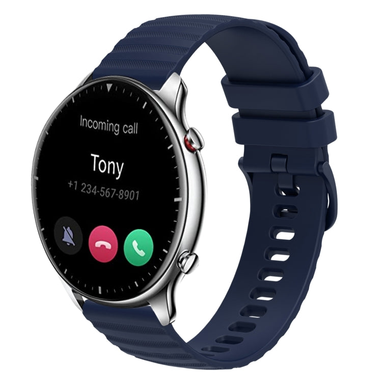 For Amazfit GTR 2 22mm Wavy Dotted Solid-Color Silicone Watch Band