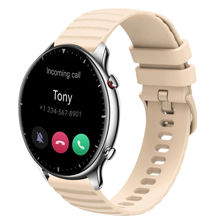 For Amazfit GTR 2 22mm Wavy Dotted Solid-Color Silicone Watch Band