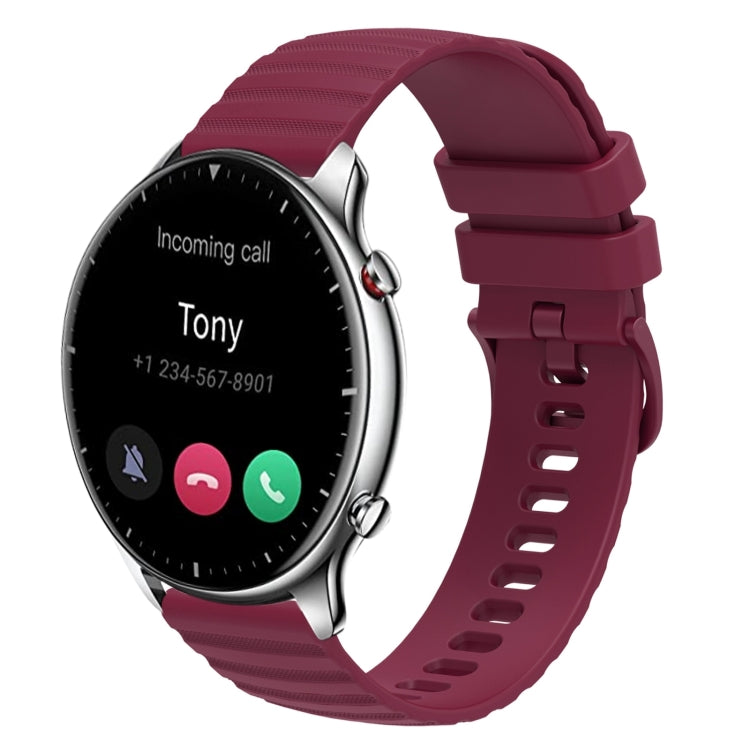 For Amazfit GTR 2 22mm Wavy Dotted Solid-Color Silicone Watch Band