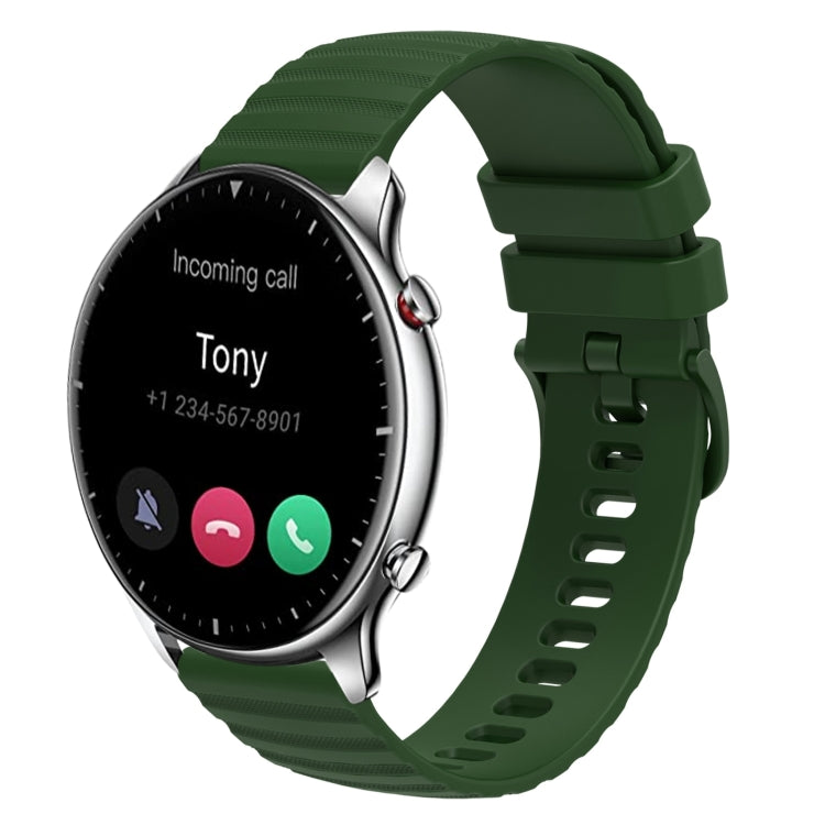 For Amazfit GTR 2 22mm Wavy Dotted Solid-Color Silicone Watch Band