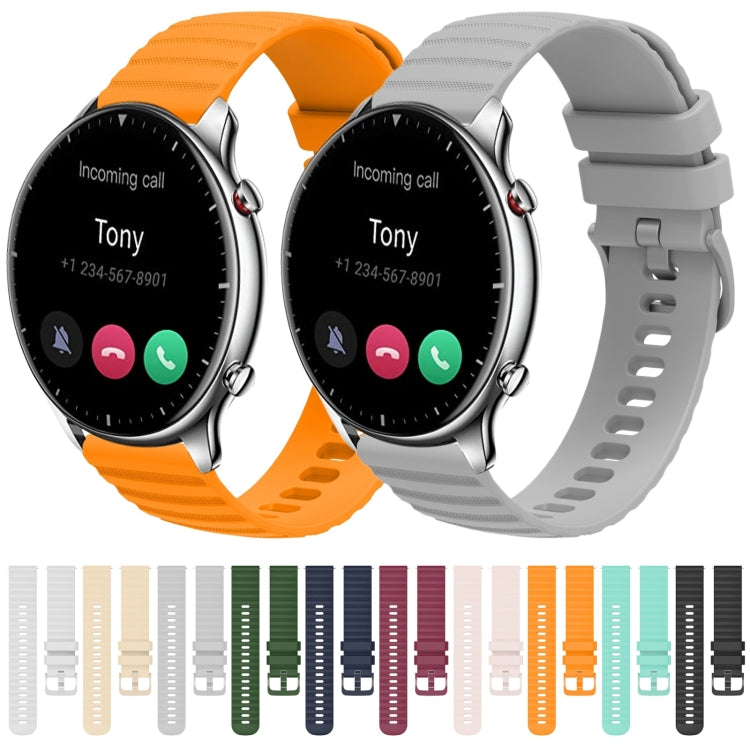 For Amazfit GTR 2 22mm Wavy Dotted Solid-Color Silicone Watch Band