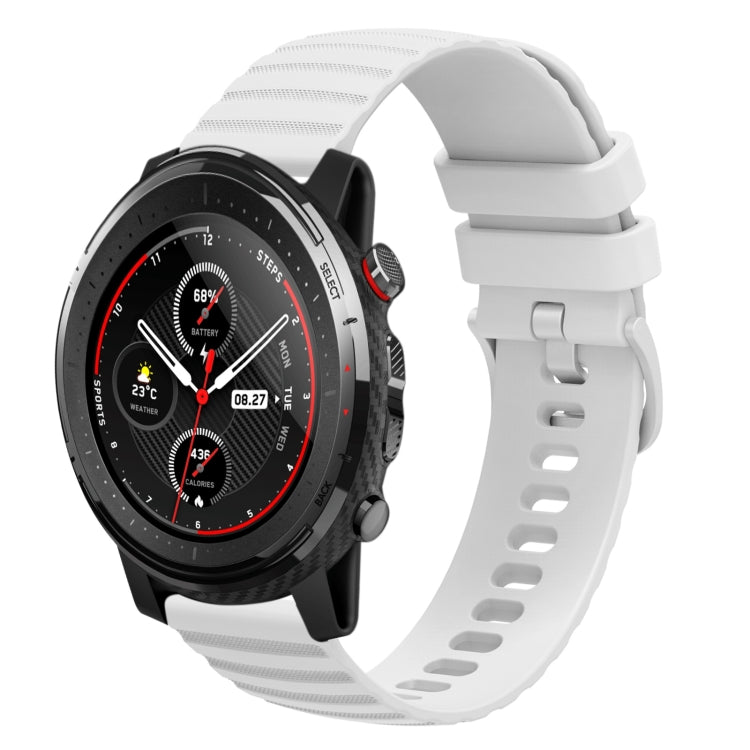 For Amazfit 3 Stratos 22mm Wavy Dotted Solid-Color Silicone Watch Band