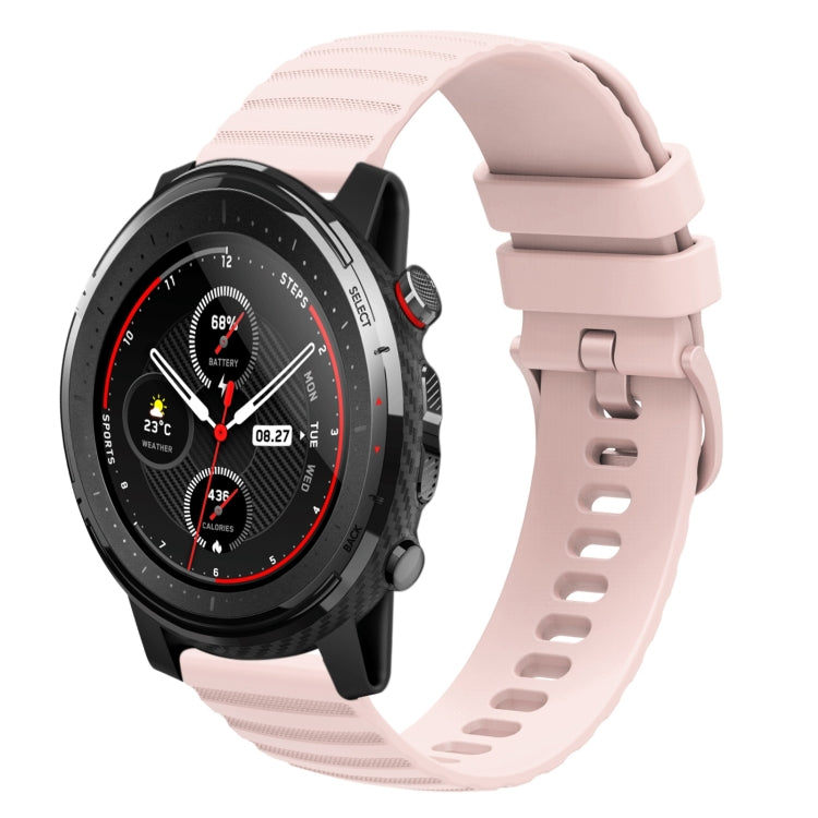 For Amazfit 3 Stratos 22mm Wavy Dotted Solid-Color Silicone Watch Band