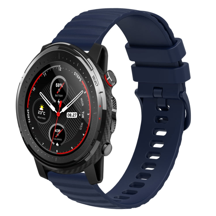 For Amazfit 3 Stratos 22mm Wavy Dotted Solid-Color Silicone Watch Band