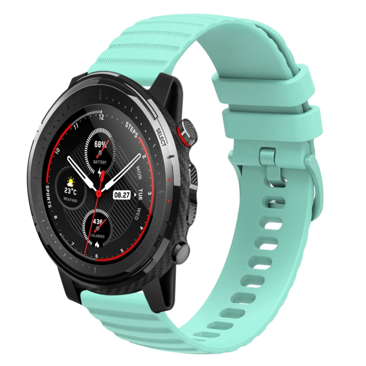 For Amazfit 3 Stratos 22mm Wavy Dotted Solid-Color Silicone Watch Band