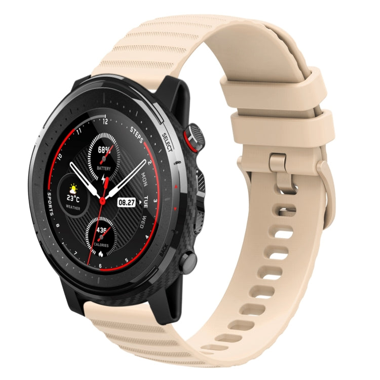 For Amazfit 3 Stratos 22mm Wavy Dotted Solid-Color Silicone Watch Band