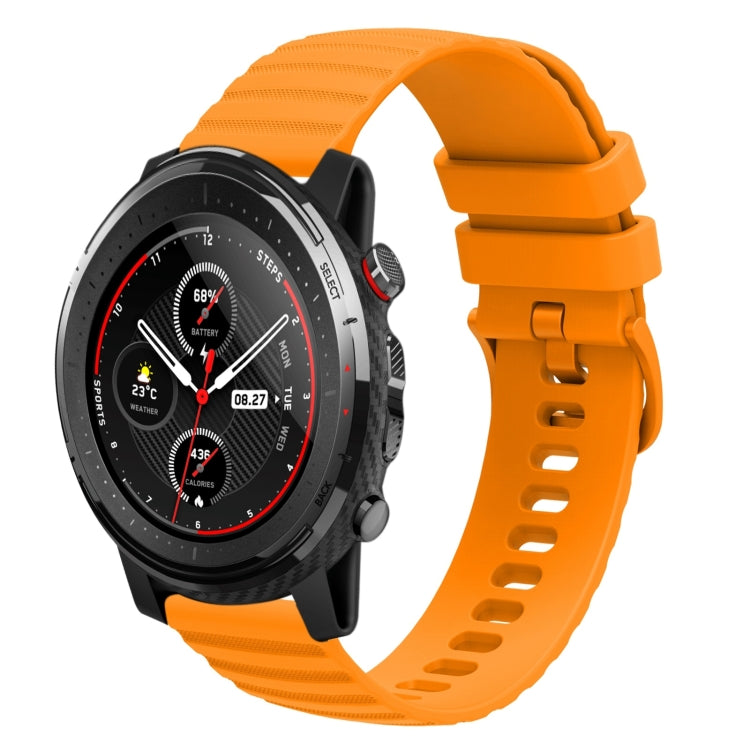 For Amazfit 3 Stratos 22mm Wavy Dotted Solid-Color Silicone Watch Band