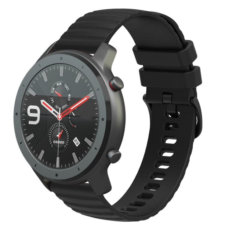 For Amazfit GTR 47mm 22mm Wavy Dotted Solid-Color Silicone Watch Band